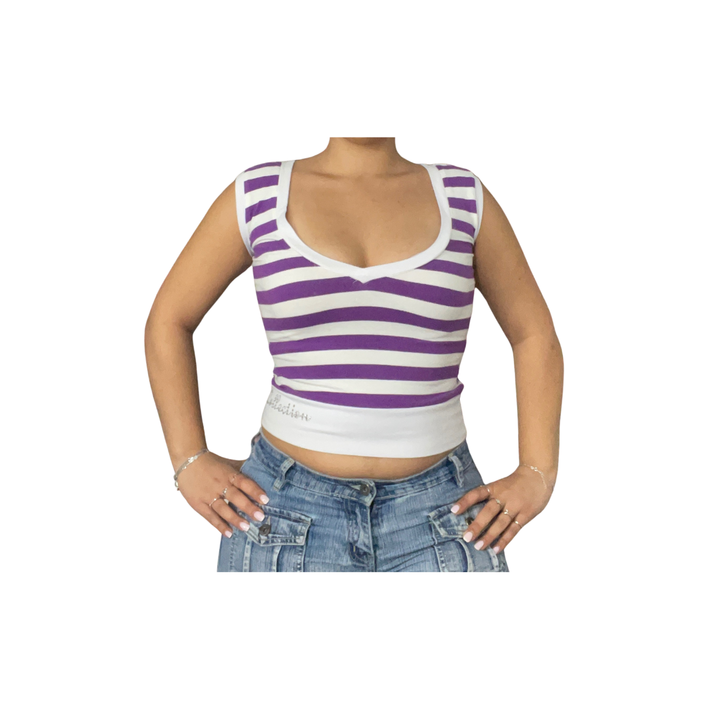 Vintage Purple & White Striped Tank Top