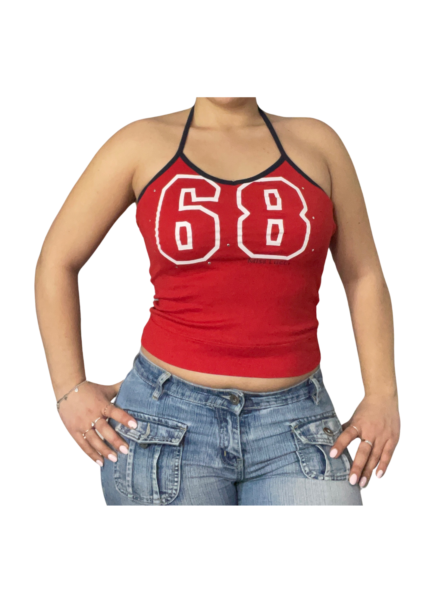 Red 68 Y2K Halter Top