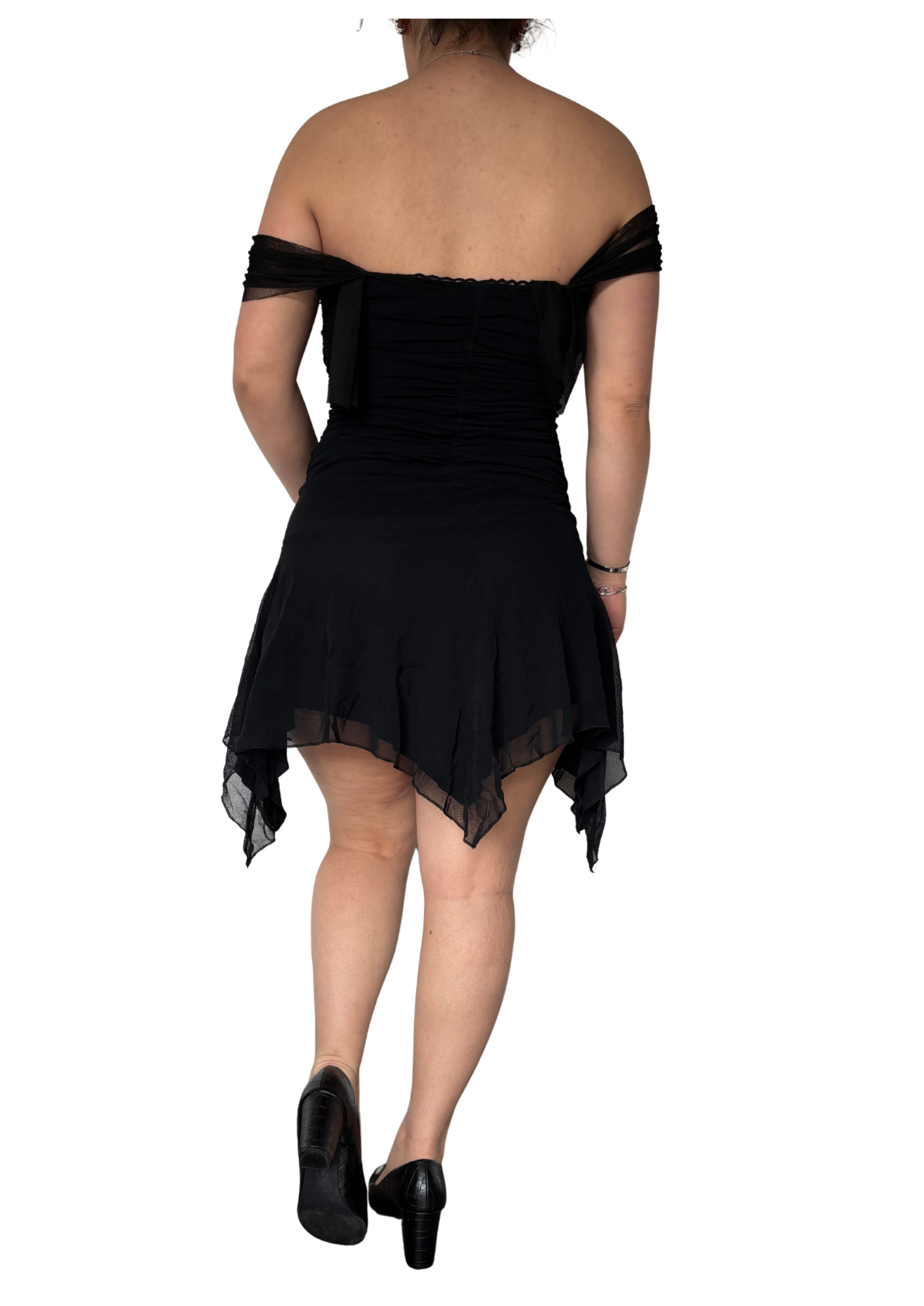 Asymmetrical Black Mesh Dress