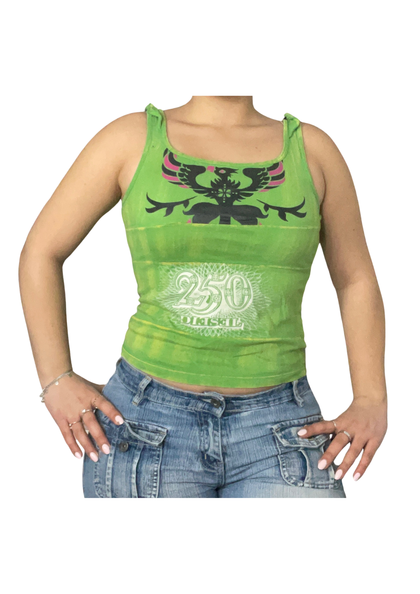 Diesel Green Y2K Graphic Tank Top