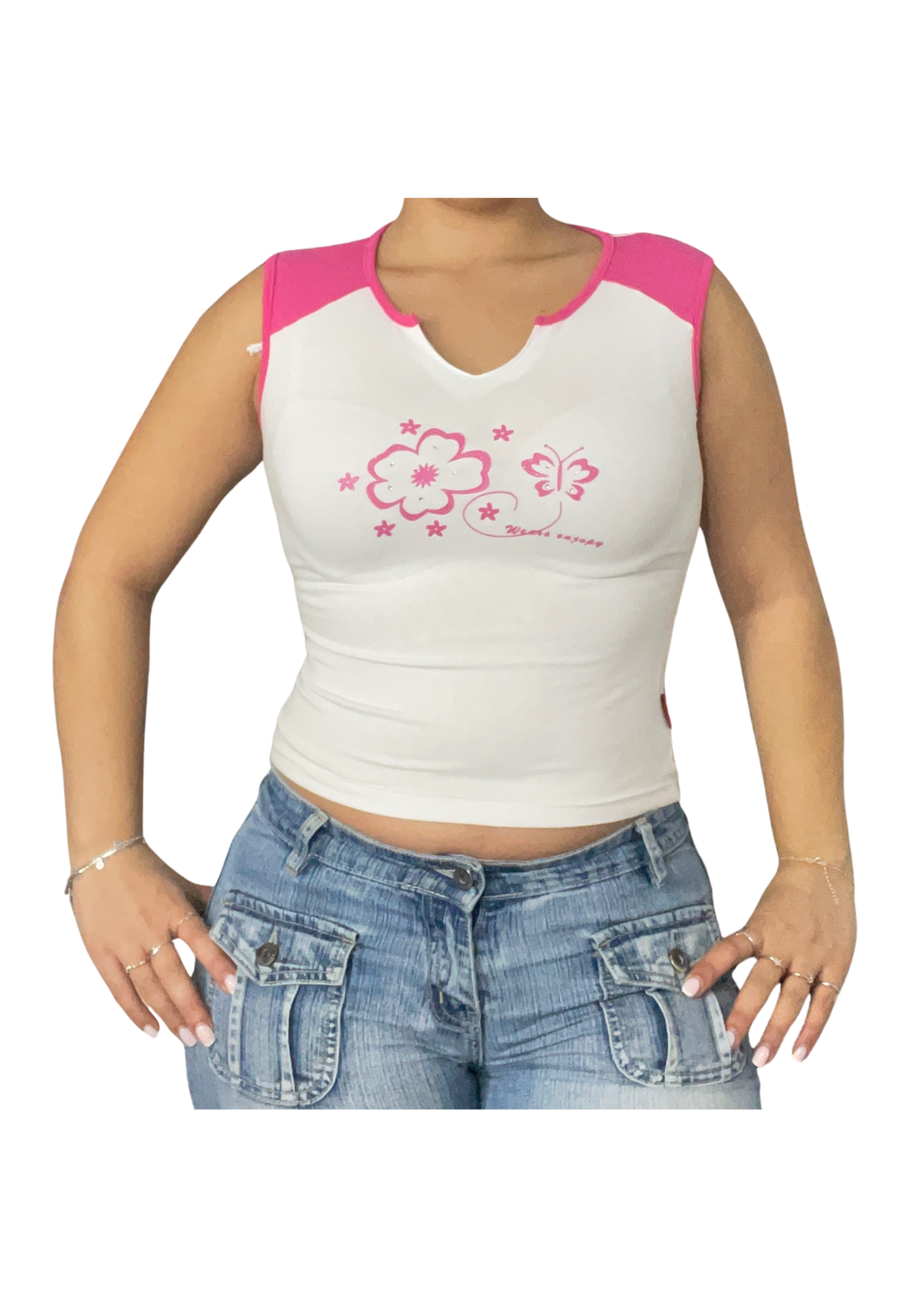 Pink Flower & Butterfly Baby Tee