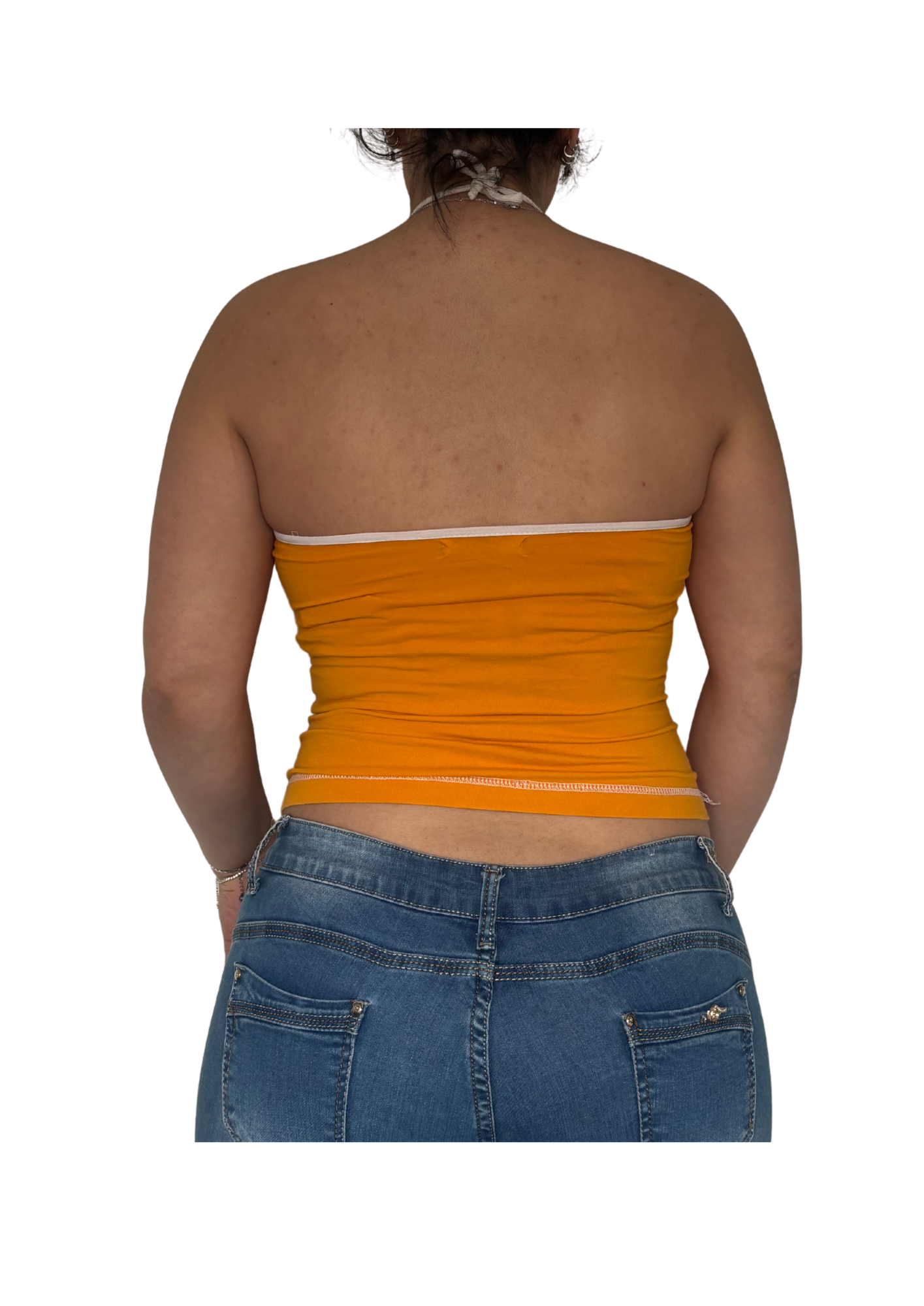 Orange Halter Graphic Top