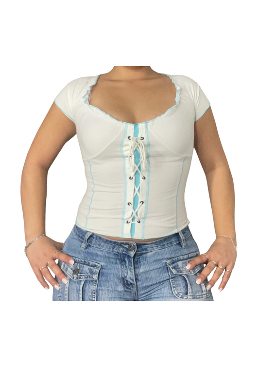 Y2K Lace-Up Corset Style Top