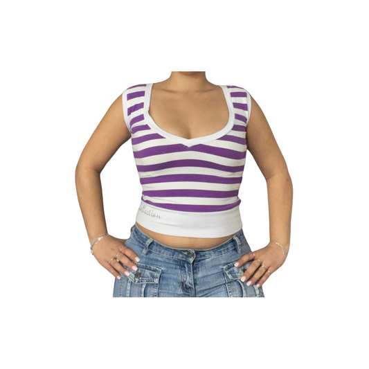 Vintage Purple & White Striped Tank Top