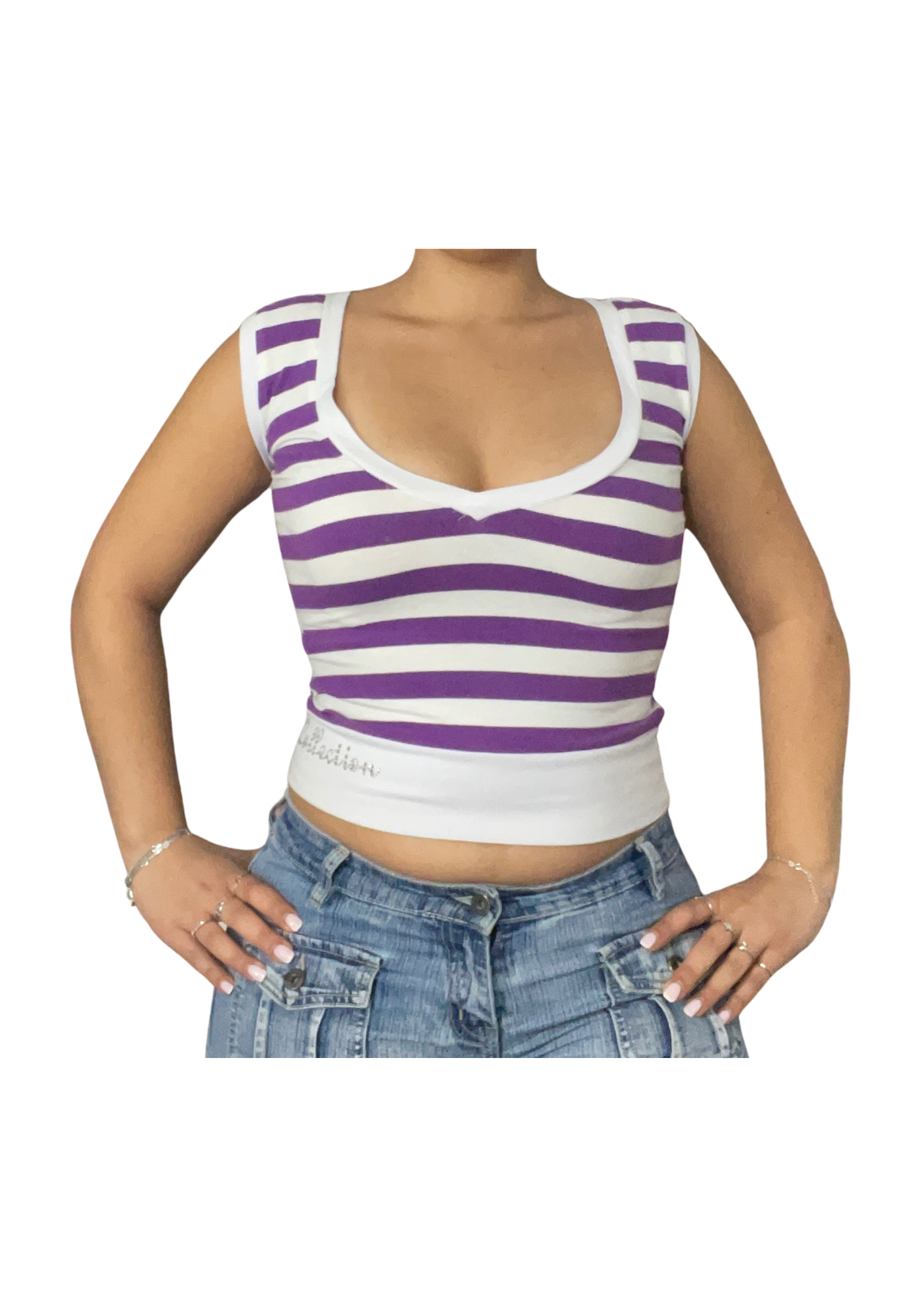 Vintage Purple & White Striped Tank Top