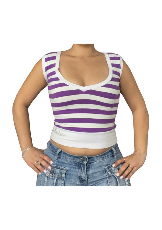 Vintage Purple & White Striped Tank Top