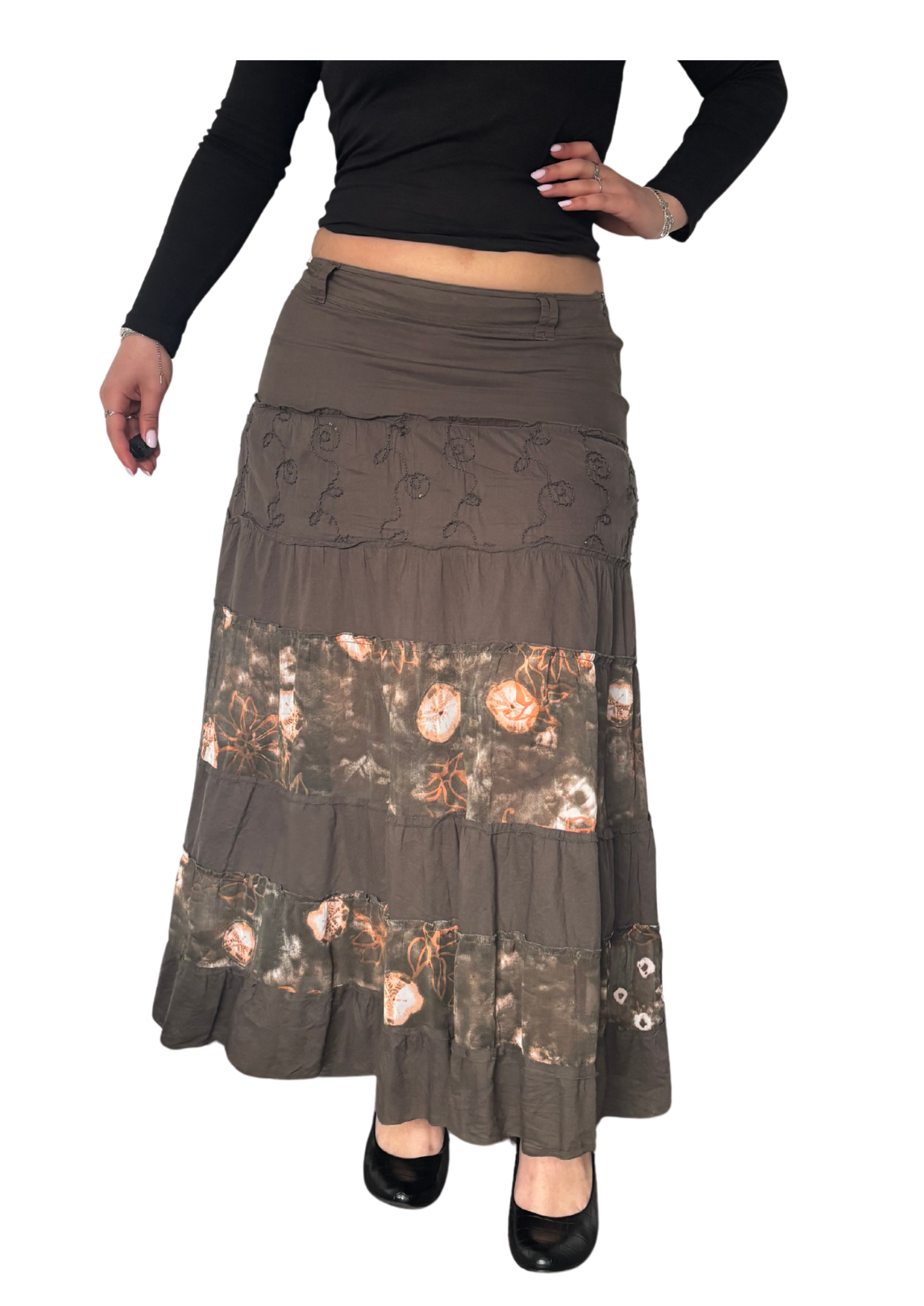 Boho Patchwork Maxi Skirt