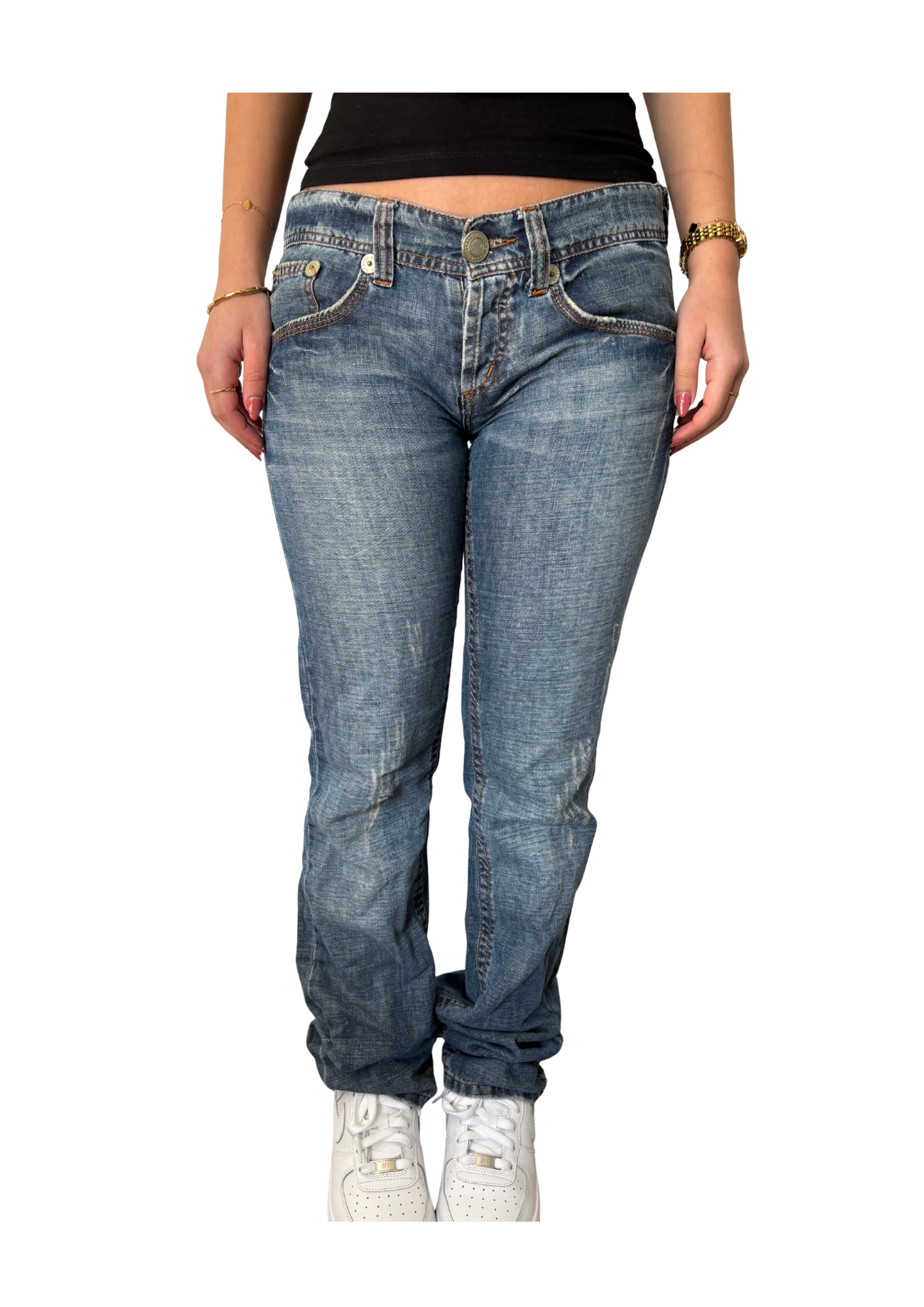Y2K Low Rise Distressed Denim Jeans