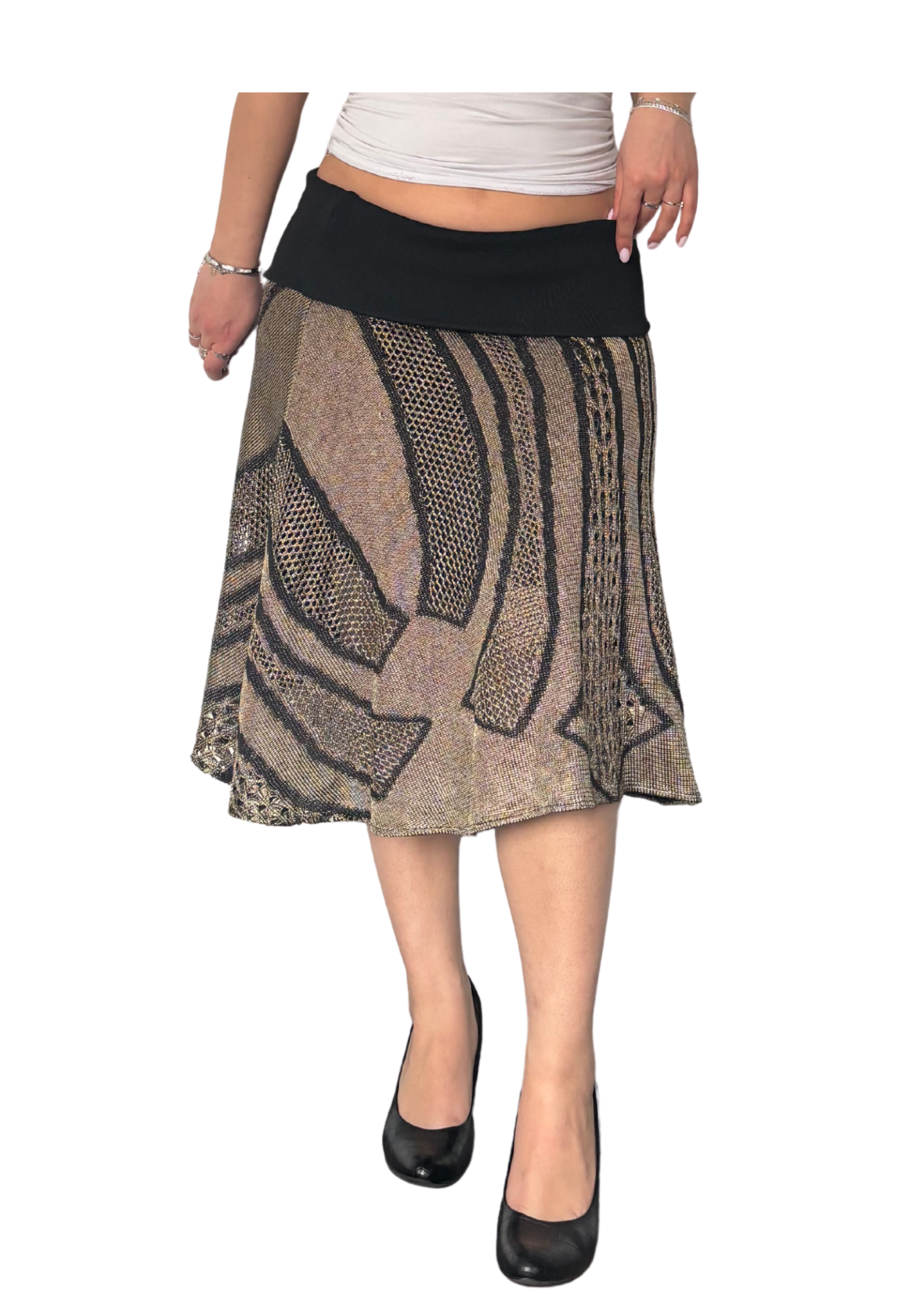Brown Patterned Flowy Skirt