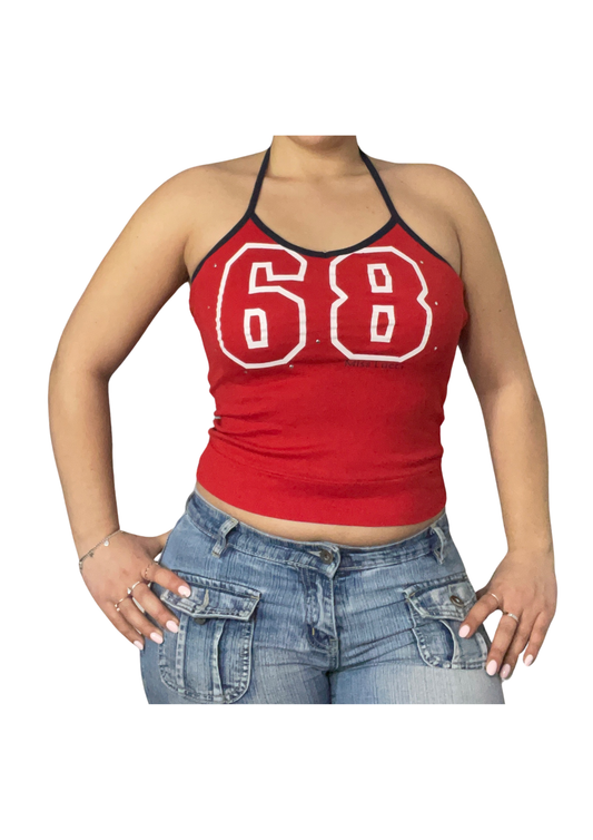 Red 68 Y2K Halter Top