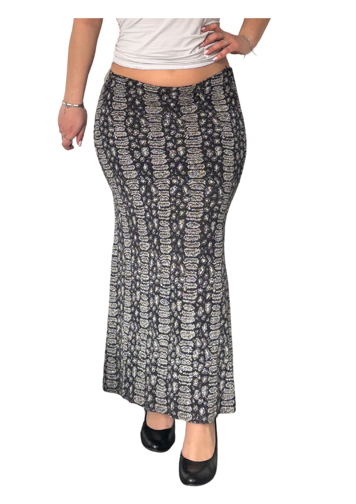 Glitter Patterned Maxi Skirt