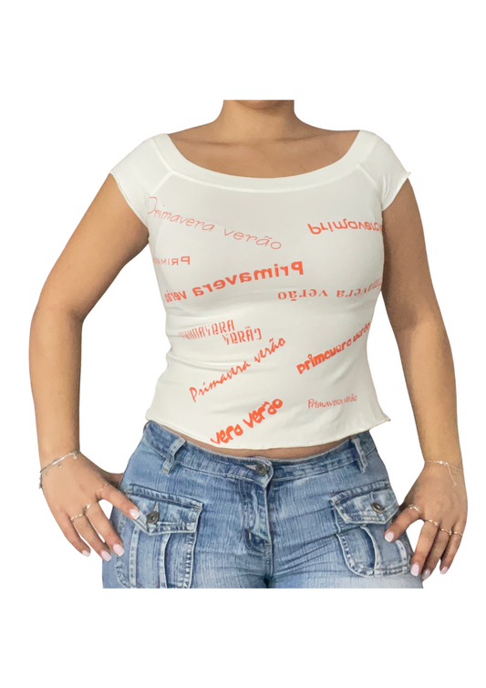 Y2K Primavera Verão Graphic Baby Tee