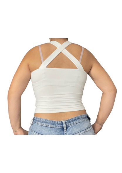 Vintage Y2K White Ring Strap Halter Top