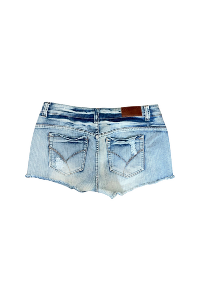 Distressed Denim Shorts – Low Rise Light Wash