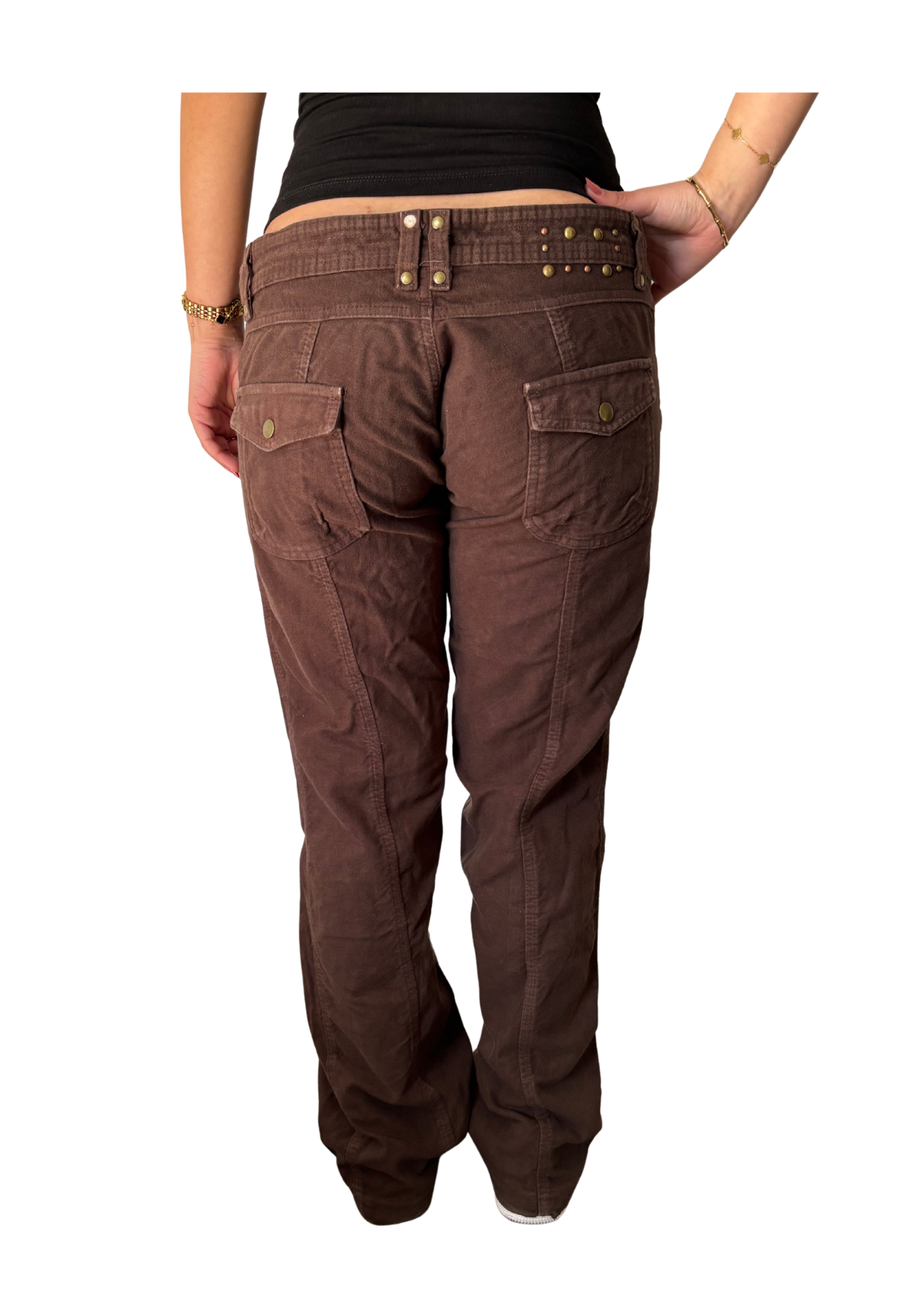 Brown Low Rise Cargo Pants