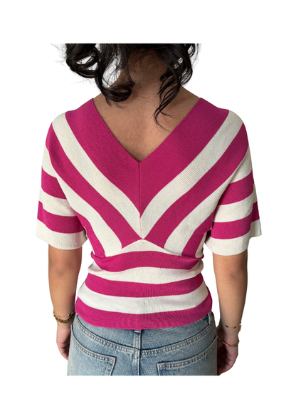 White Striped Knit Top