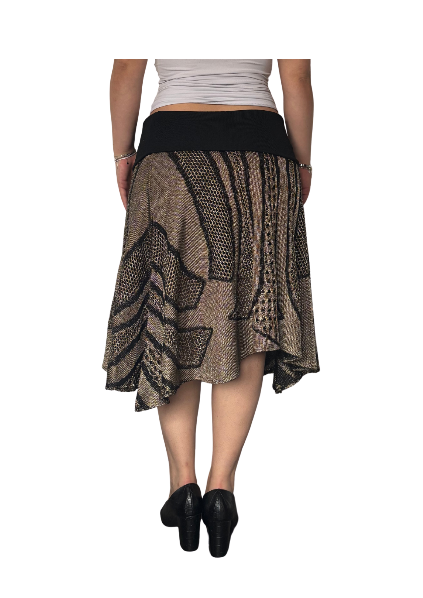 Brown Patterned Flowy Skirt