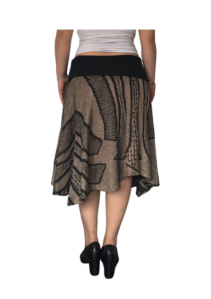 Brown Patterned Flowy Skirt
