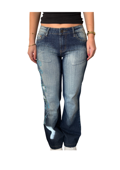 Y2K Low Rise Embroidered Statement Jeans