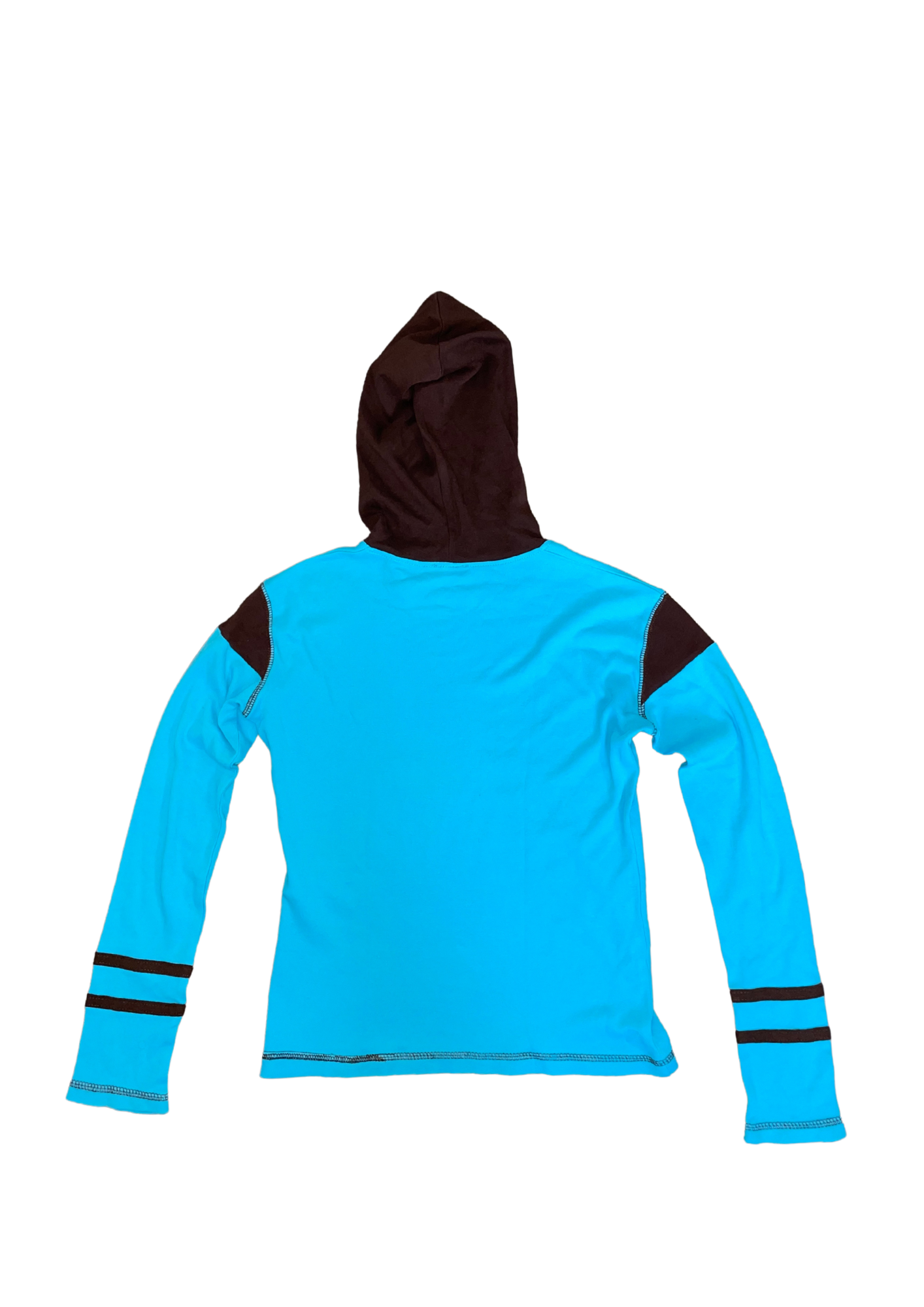 Y2K Graphic Hoodie Long Sleeve Top – Turquoise &amp; Brown