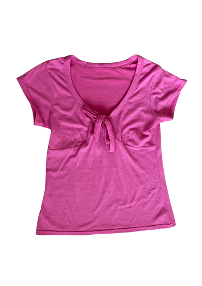 Pink Tie-Front Top – Short Sleeve