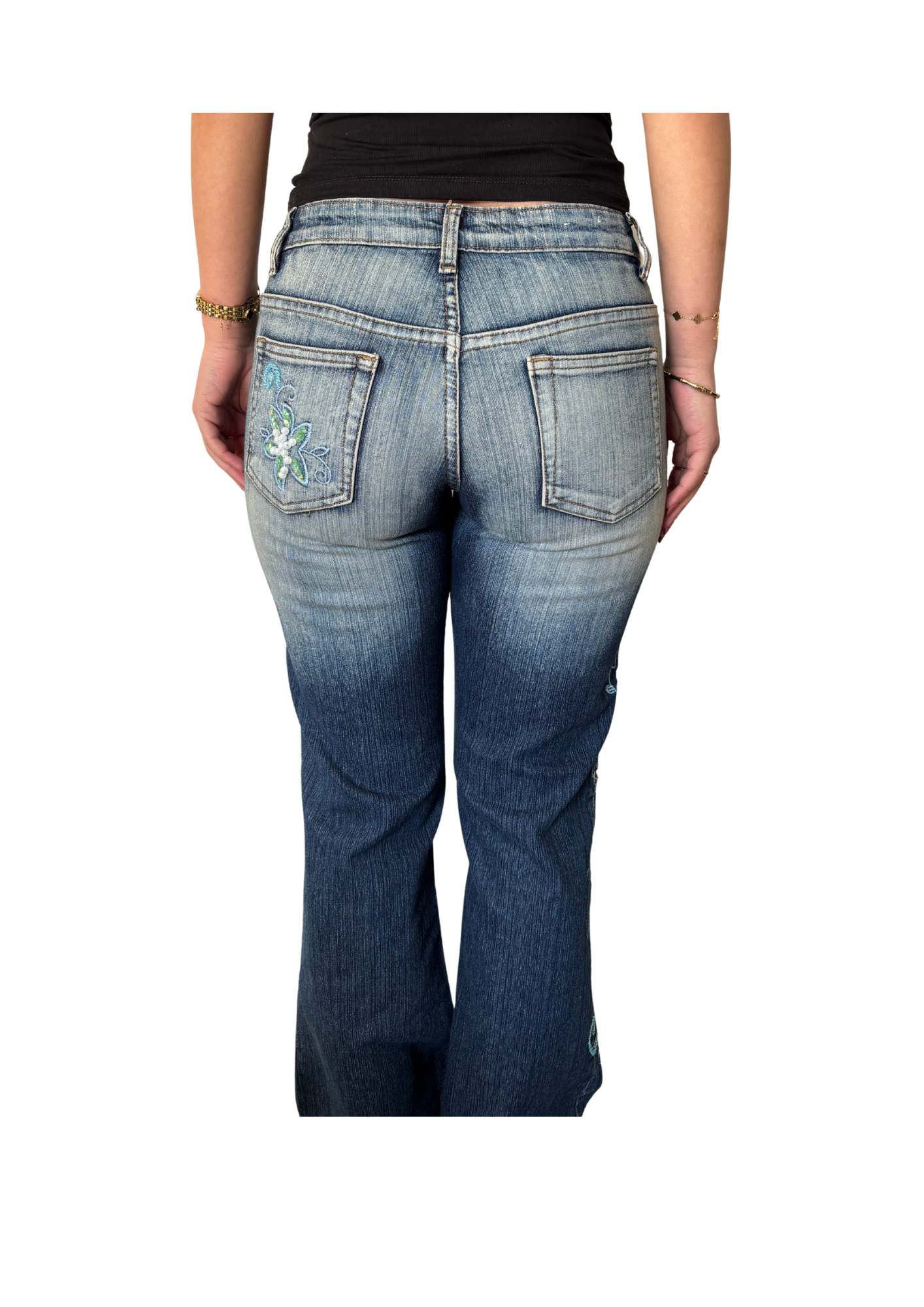Y2K Low Rise Embroidered Statement Jeans