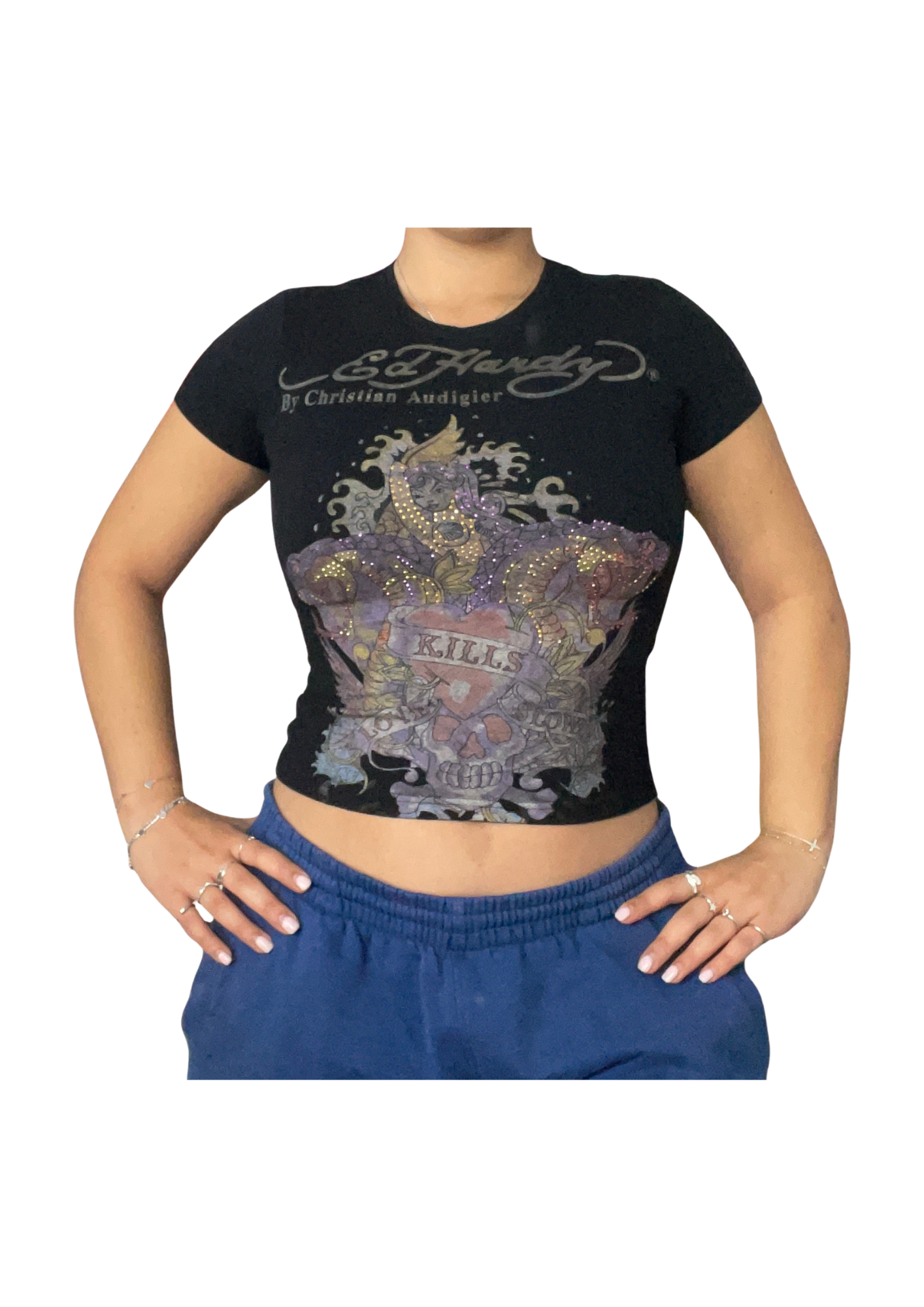 Ed Hardy Y2K Rhinestone Baby Tee