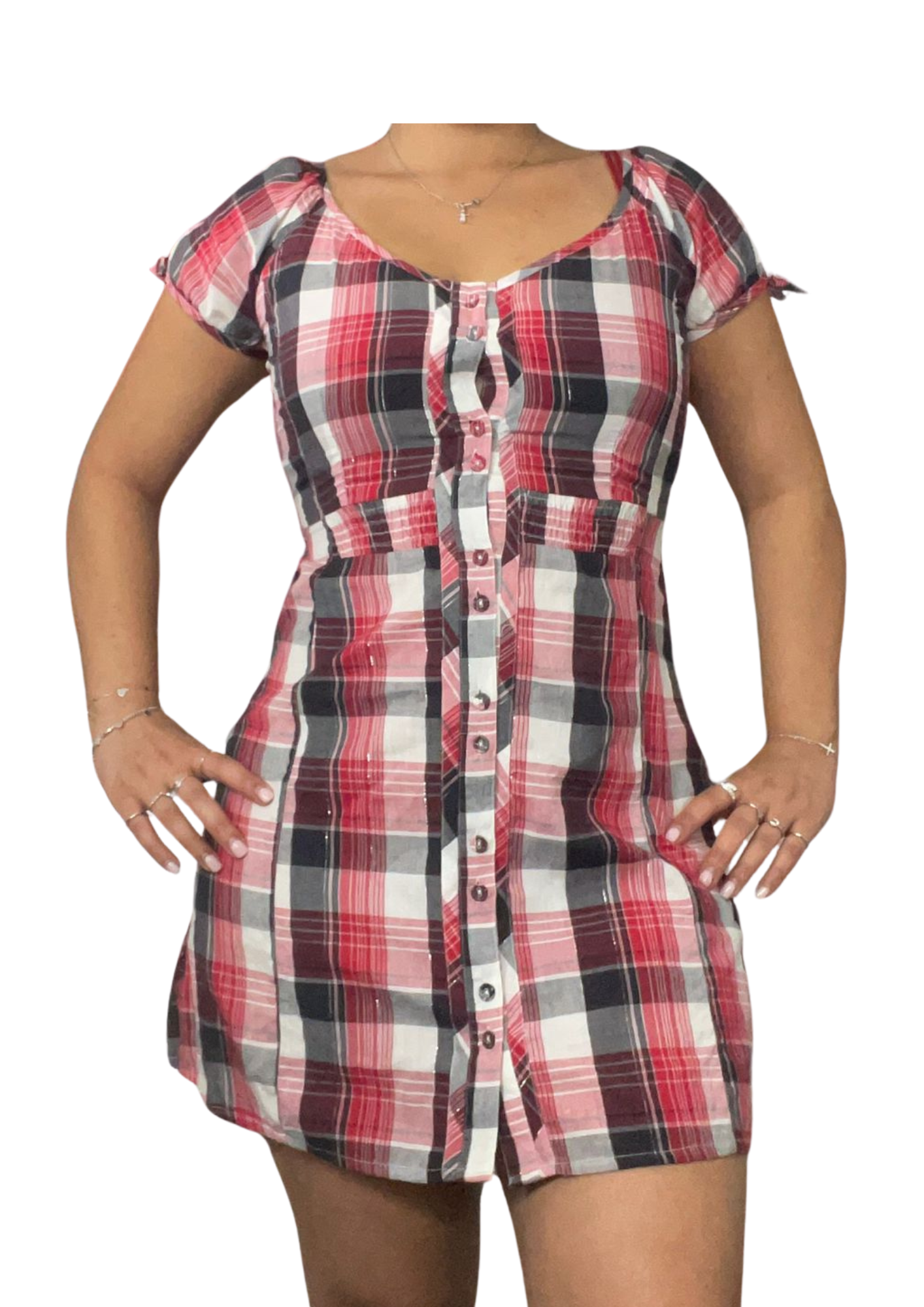 Plaid Button-Front Mini Dress